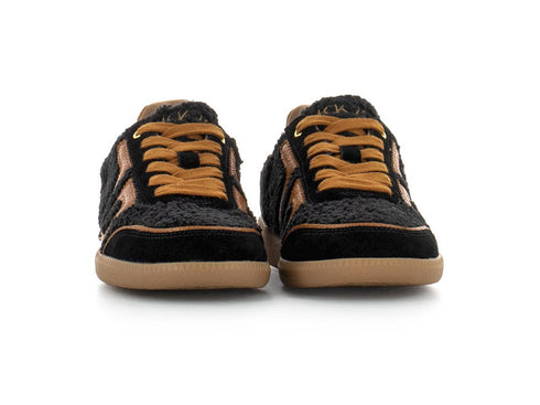 Back 70 Sneaker Cloud Teddy in Bouclé Nero e Pelle Cuoio
